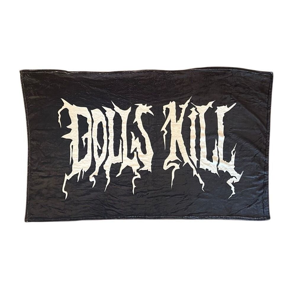 NWOT Dolls Kill Logo Black Large Throw Blanket